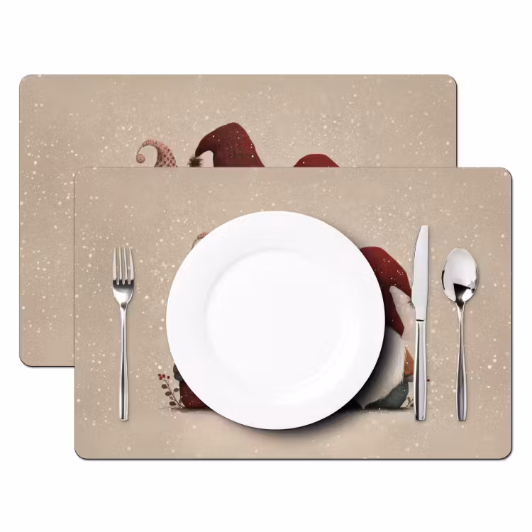 Kabouters - Kerst - Sneeuw - Puntmutsen Placemat vinyl groot -zzsfeer2_Kitchenyeah-website