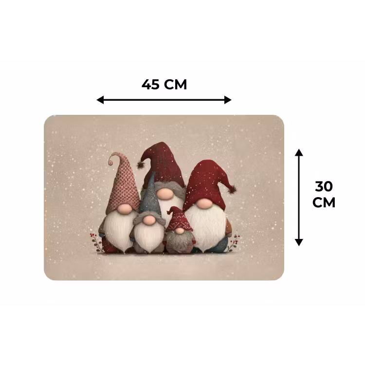 Kabouters - Kerst - Sneeuw - Puntmutsen Placemat vinyl groot -specs