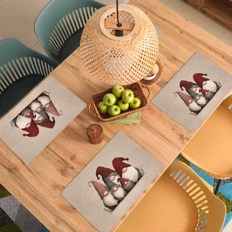 Kabouters - Kerst - Sneeuw - Puntmutsen Placemat vinyl groot -zzsfeer5_Kitchenyeah-website