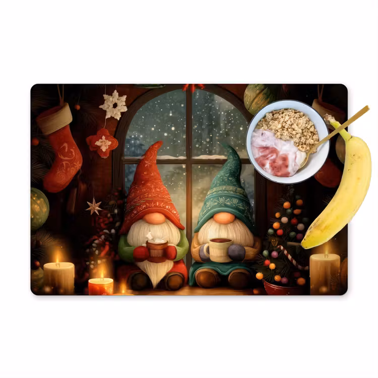 Gnooms - Kerst - Raam - Kleurrijk Placemat vinyl groot -zzzproduct_Kitchenyeah-website
