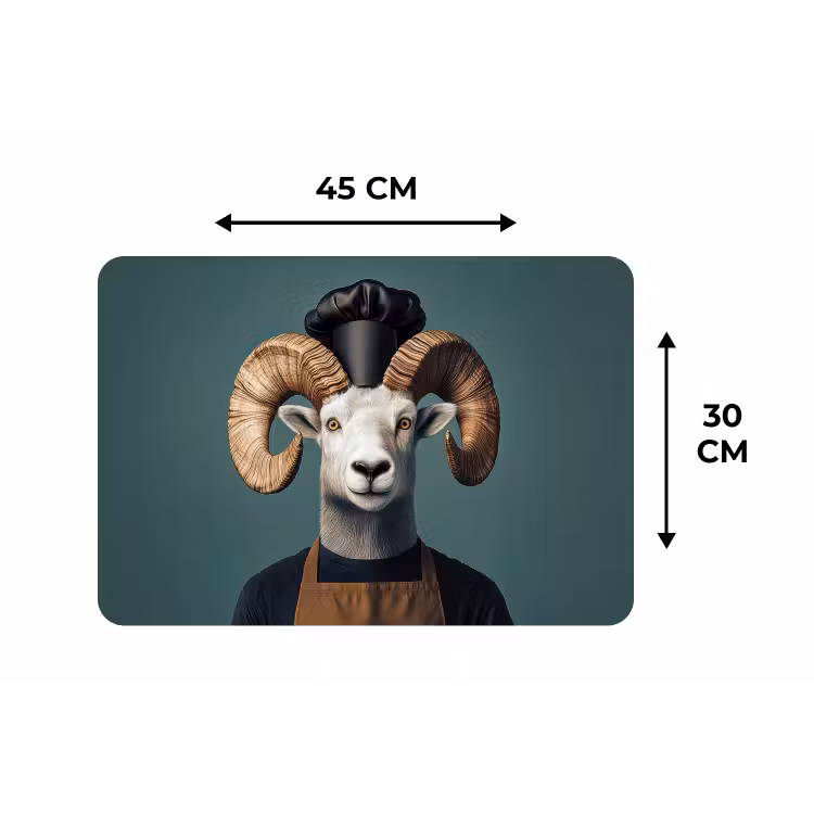 Geit - Hoorns - Kokskleding Placemat vinyl groot -specs