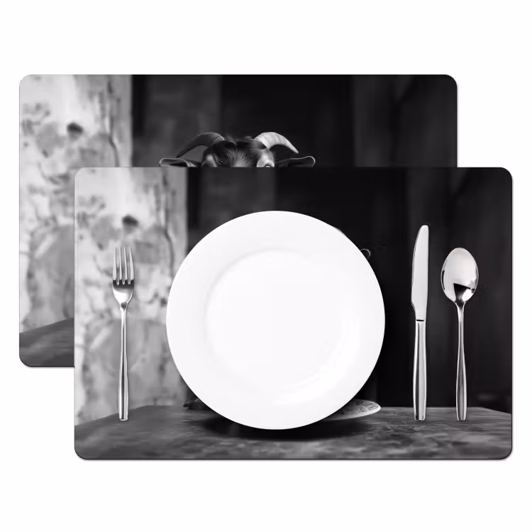 Geit - Bord - Spaghetti - Zwart Wit Placemat vinyl groot -zzsfeer2_Kitchenyeah-website