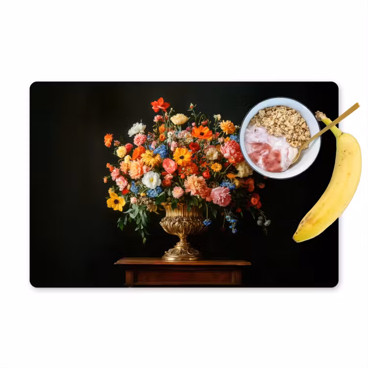 Goud - Bloemen - Kleuren - Vaas Placemat vinyl groot -zzzproduct_Kitchenyeah-website