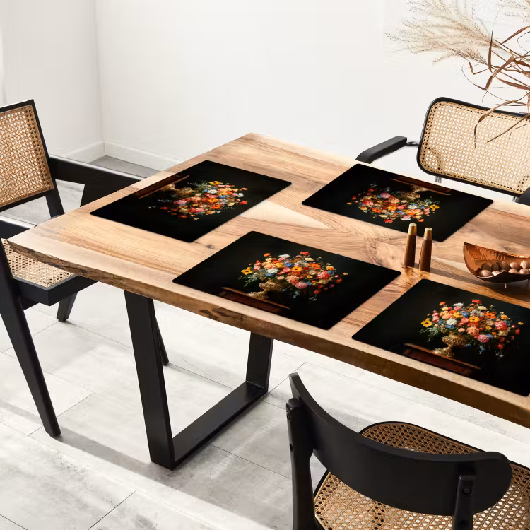 Goud - Bloemen - Kleuren - Vaas Placemat vinyl groot -zzsfeer4_Kitchenyeah-website
