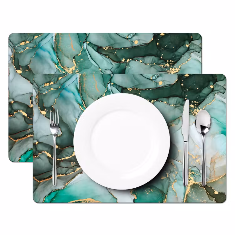 Goud - Marmer - Groen - Luxe - Marmerlook - Grijs Placemat vinyl groot -zzsfeer2_Kitchenyeah-website