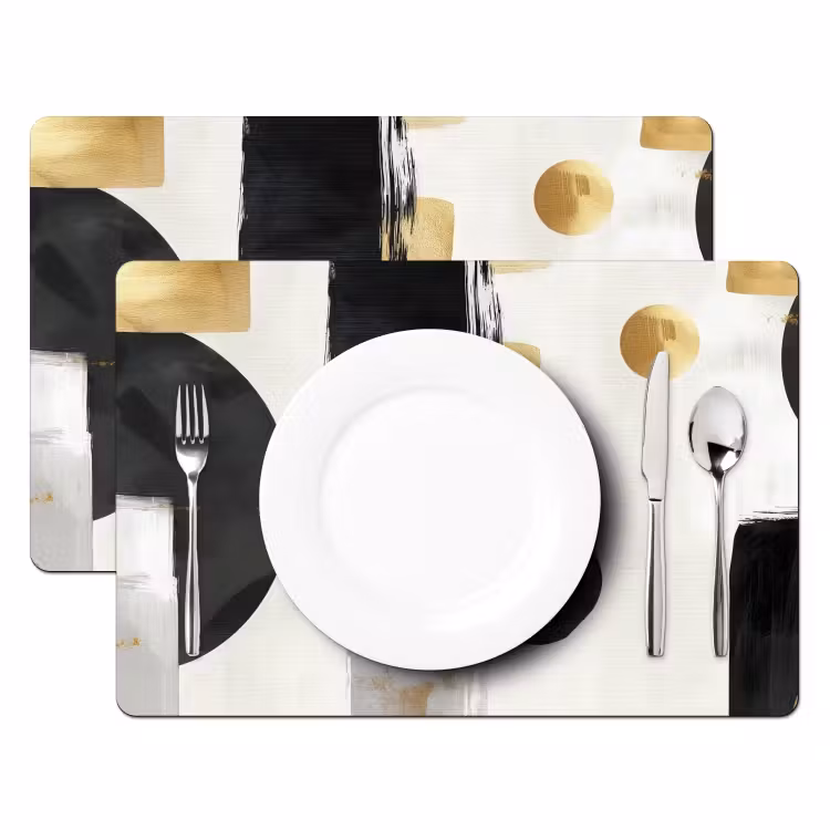 Goud - Rechthoeken - Cirkels - Abstract Placemat vinyl groot -zzsfeer2_Kitchenyeah-website