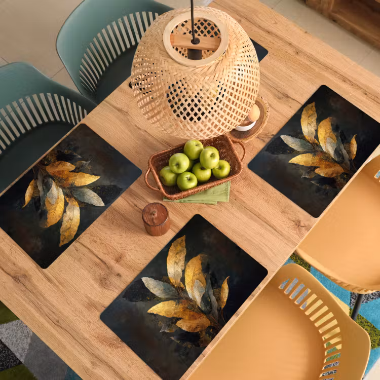 Gouden Bladcompositie – Botanische Luxe Placemat vinyl groot -zzsfeer5_Kitchenyeah-website