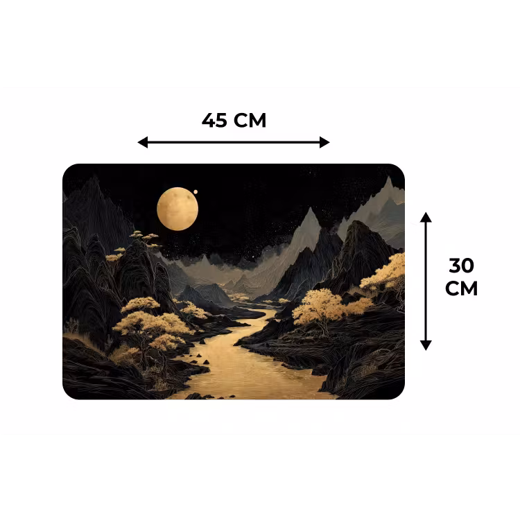 Gouden rivier - Bergen - Maan - Sterrenhemel Placemat vinyl groot -specs