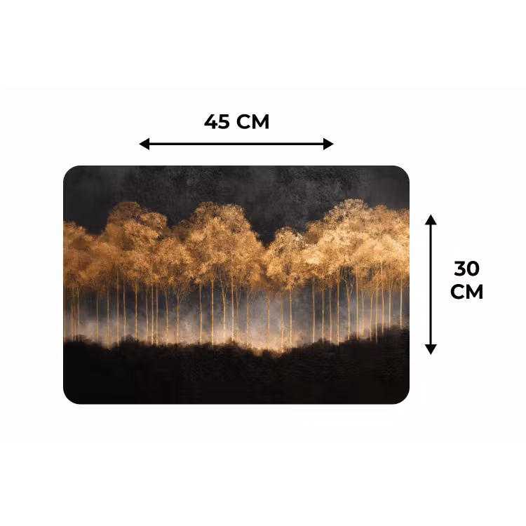 Gouden Bomen in Mistig Landschap Placemat vinyl groot -specs