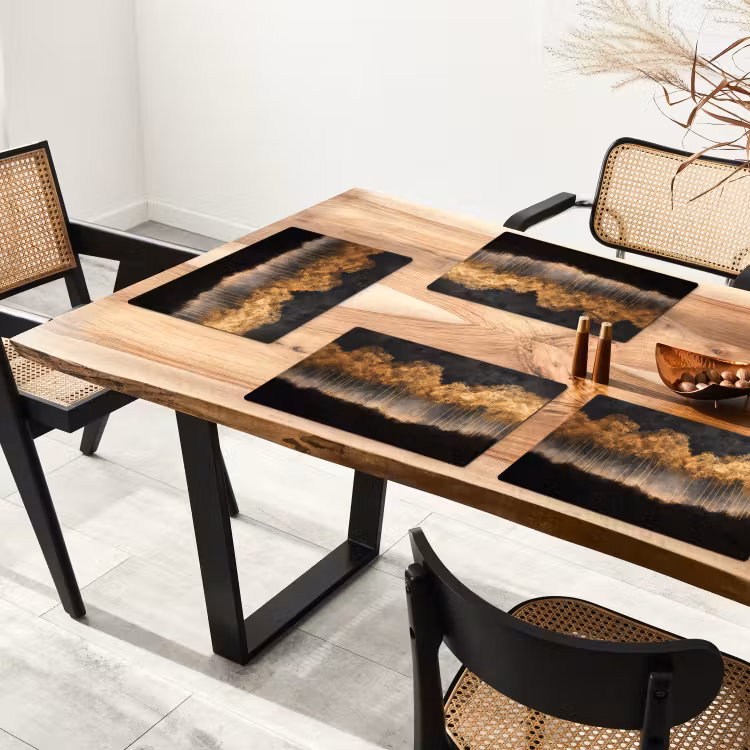 Gouden Bomen in Mistig Landschap Placemat vinyl groot -zzsfeer4_Kitchenyeah-website