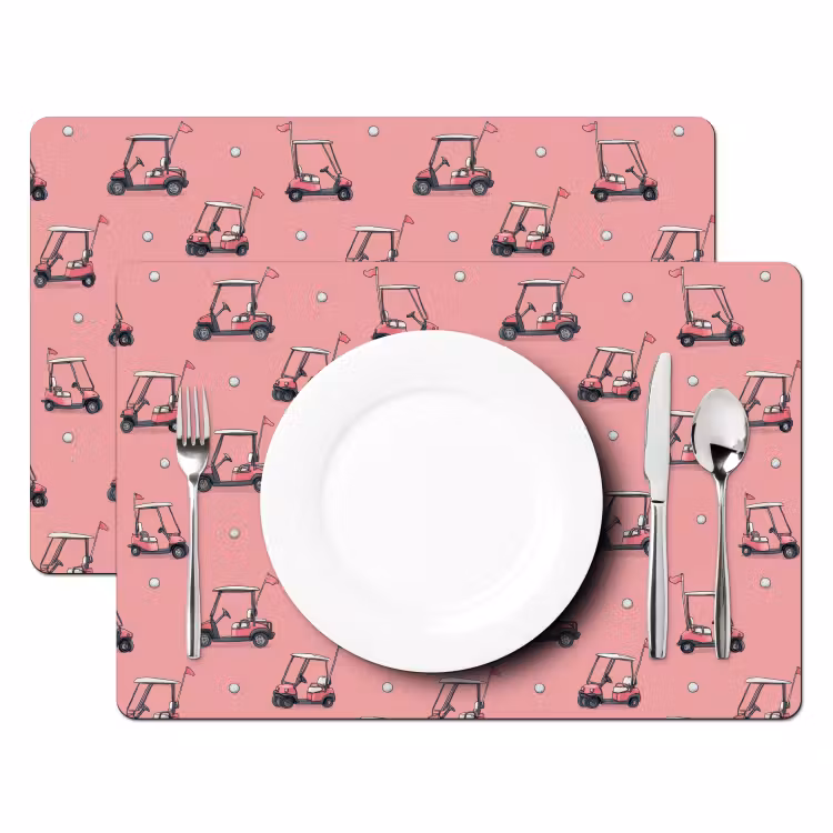 Golfkar - Retro - Roze Placemat vinyl groot 368 -zzsfeer2_Kitchenyeah-website