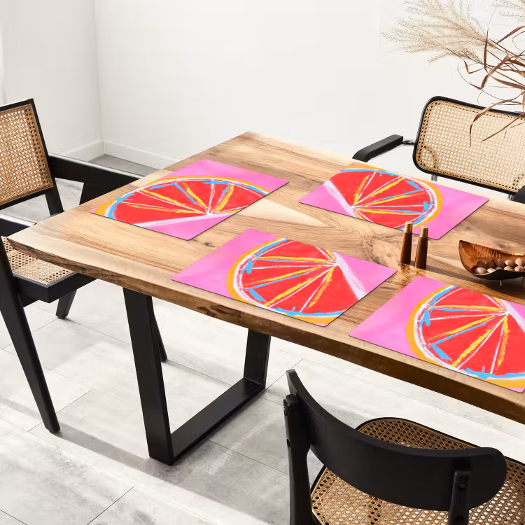 Grapefruit - Geschilderd - Roze - Strepen Placemat vinyl groot -zzsfeer4_Kitchenyeah-website
