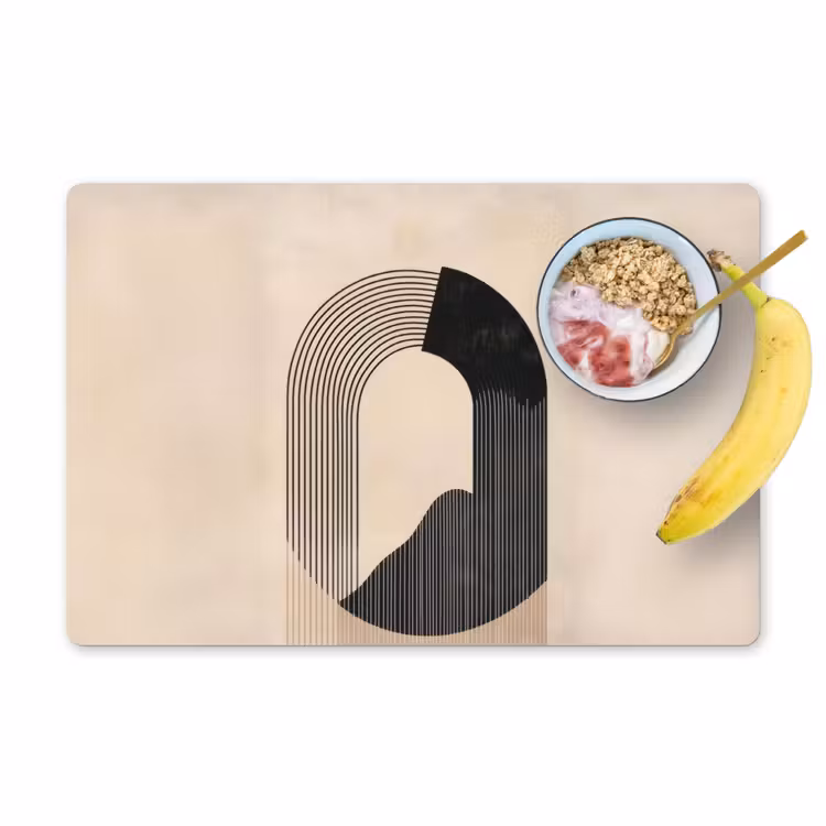 Grafisch gebogen motief - Beige Placemat vinyl groot -zzzproduct_Kitchenyeah-website