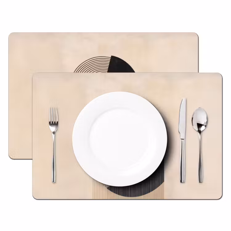 Grafisch gebogen motief - Beige Placemat vinyl groot -zzsfeer2_Kitchenyeah-website