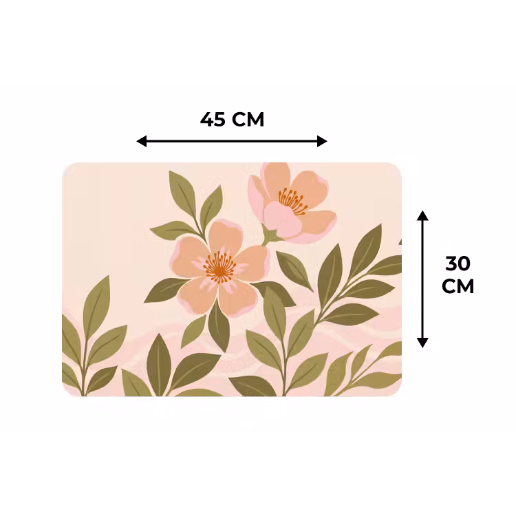 Grafisch - Bloemen - Roze Placemat vinyl groot -specs