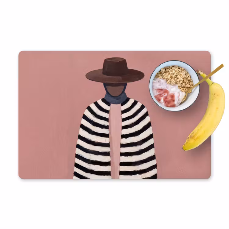 Grafisch - Vrouw - Roze Placemat vinyl groot -zzzproduct_Kitchenyeah-website