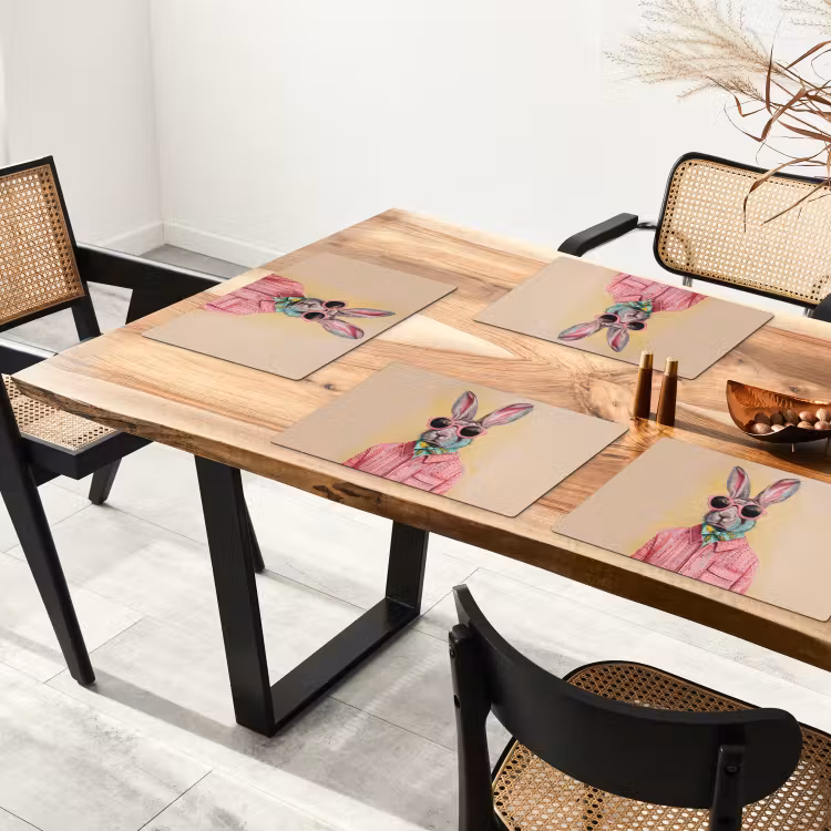 Grijs - Konijn - Blouse - Strik Placemat vinyl groot -zzsfeer4_Kitchenyeah-website