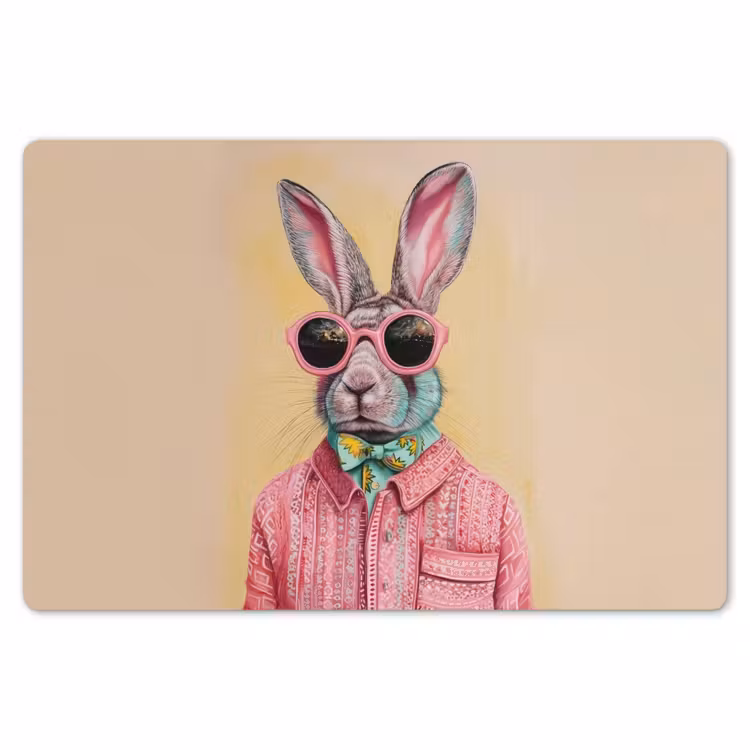 Grijs - Konijn - Blouse - Strik Placemat vinyl groot -zzsfeer1_Kitchenyeah-website