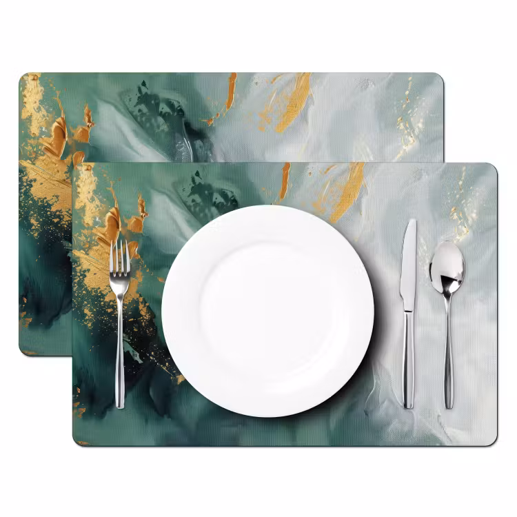 Groen - Modern - Marmer - Abstract Placemat vinyl groot -zzsfeer2_Kitchenyeah-website