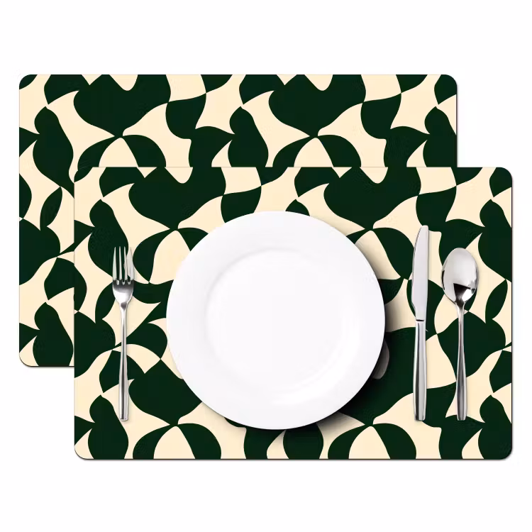 Groen - Organische vlakken - Crème Placemat vinyl groot 368 -zzsfeer2_Kitchenyeah-website