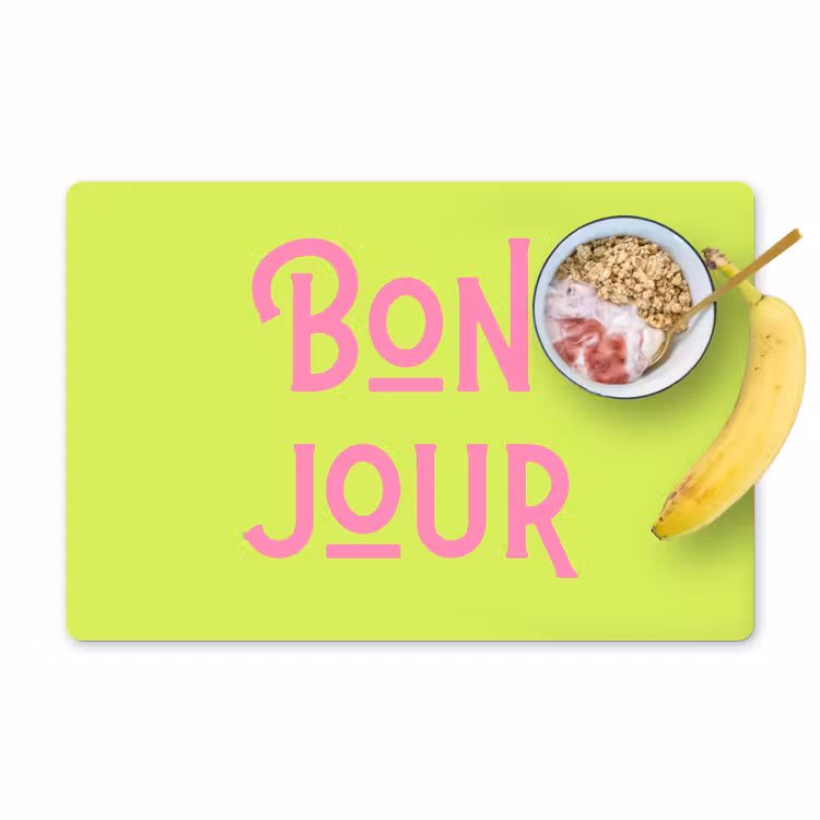Groen - Roze bonjour - art-deco Placemat vinyl groot -zzzproduct_Kitchenyeah-website