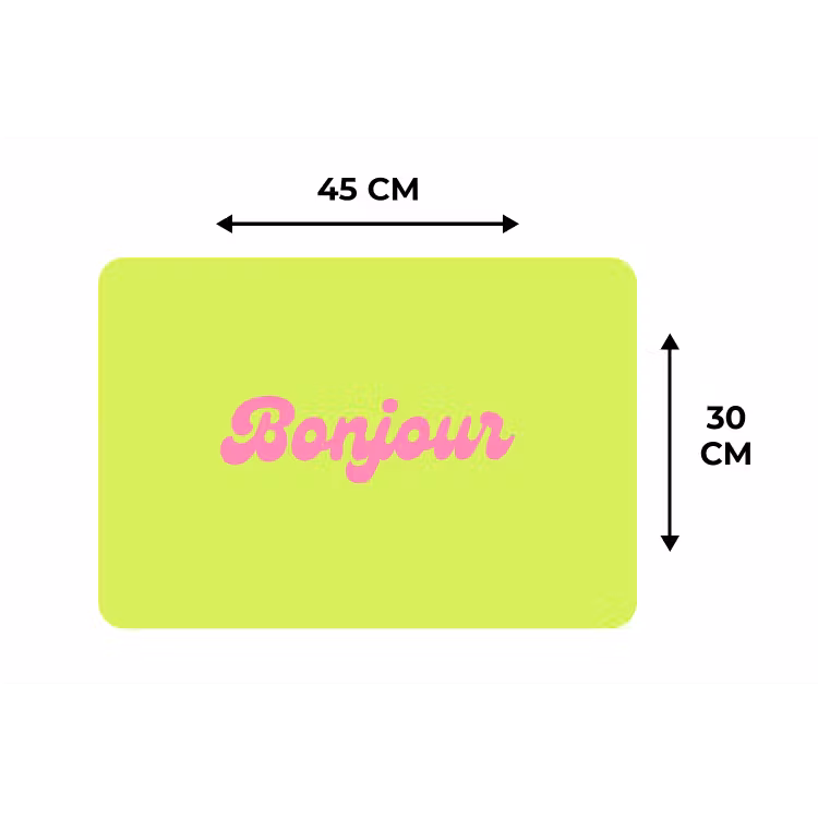 Groen - Roze bonjour - Retro Placemat vinyl groot -specs
