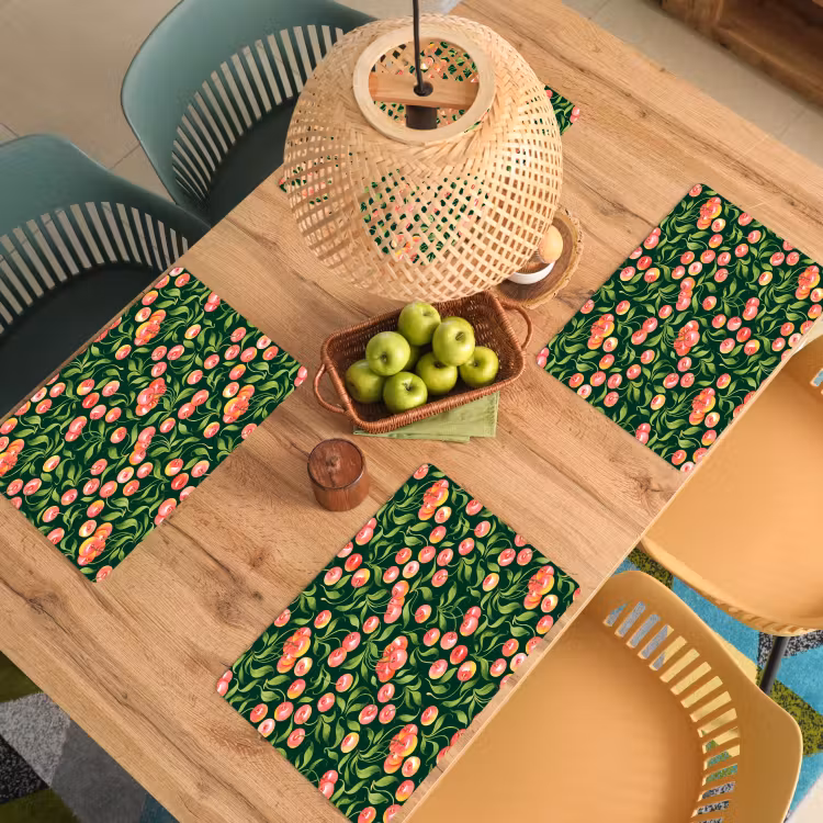 Groen - Rood - Kersen - Bladeren Placemat vinyl groot 368 -zzsfeer5_Kitchenyeah-website