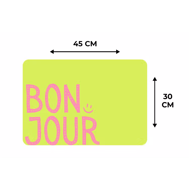 Groen - Smiley - Bonjour - Roze Placemat vinyl groot -specs