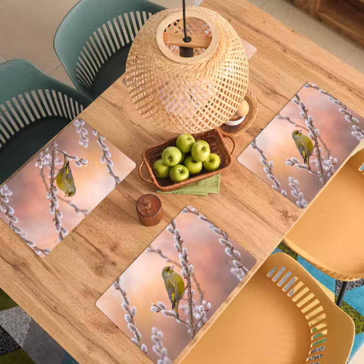 Groenling - Katjes - Lente - Natuur - Zacht Placemat vinyl groot -zzsfeer5_Kitchenyeah-website