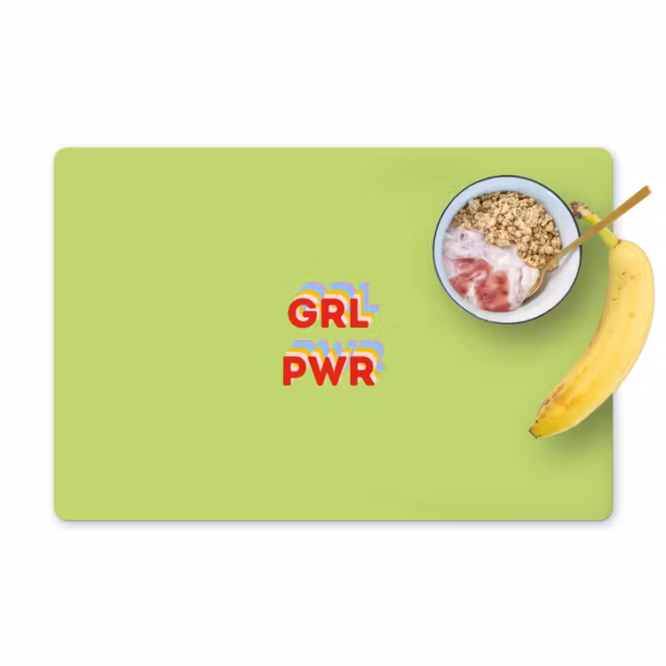 Grl pwr - Groen - Rood - 3D Placemat vinyl groot -zzzproduct_Kitchenyeah-website