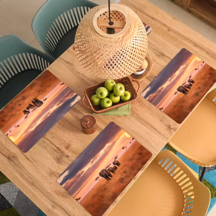 Groep olifanten - Open vlakte - Zon Placemat vinyl groot -zzsfeer5_Kitchenyeah-website