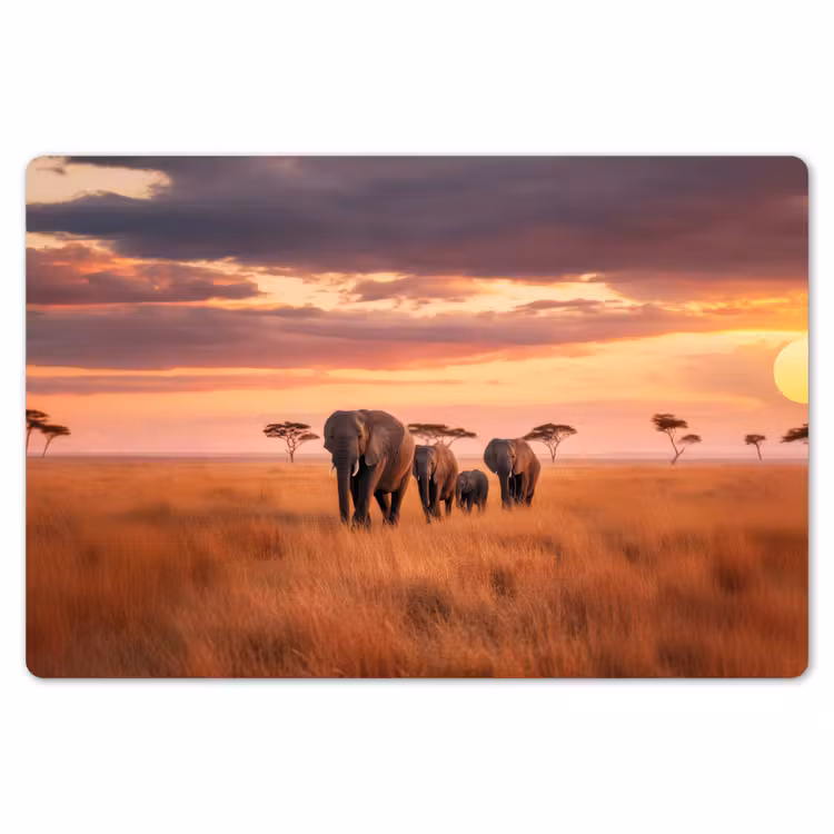 Groep olifanten - Open vlakte - Zon Placemat vinyl groot -zzsfeer1_Kitchenyeah-website
