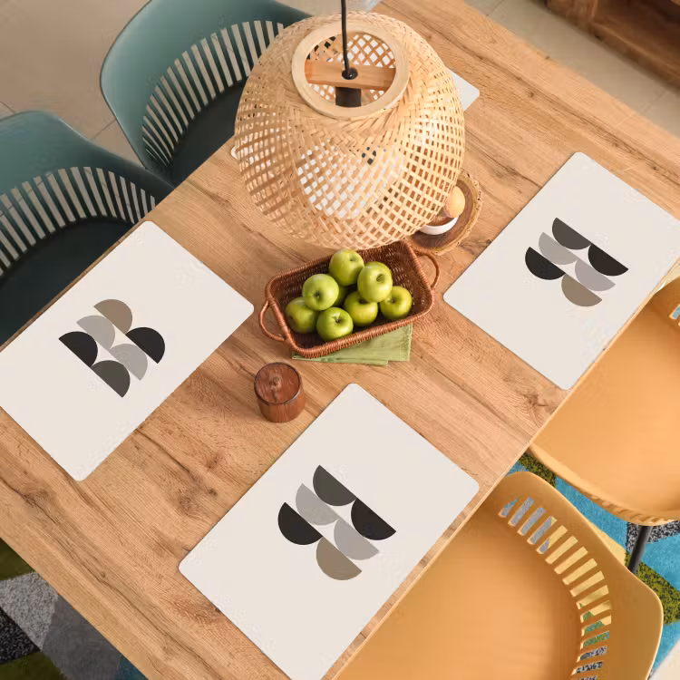 Halve cirkels - Aardetinten - Grafisch Placemat vinyl groot -zzsfeer5_Kitchenyeah-website