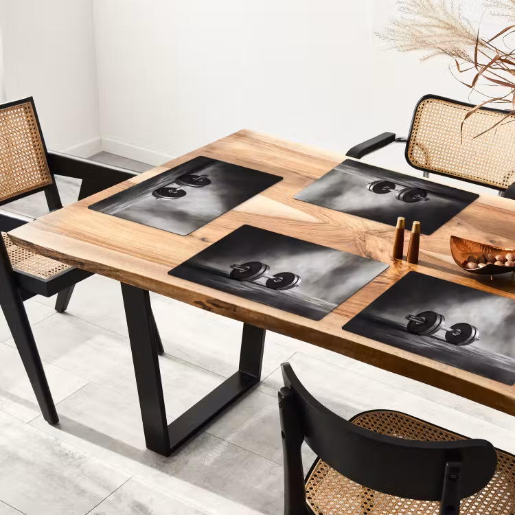 Halter - Gewichten - Zwart Placemat vinyl groot -zzsfeer4_Kitchenyeah-website