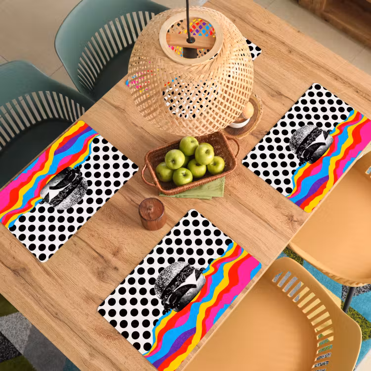 Hamburger - Stippen - Golven - Kleuren Placemat vinyl groot -zzsfeer5_Kitchenyeah-website