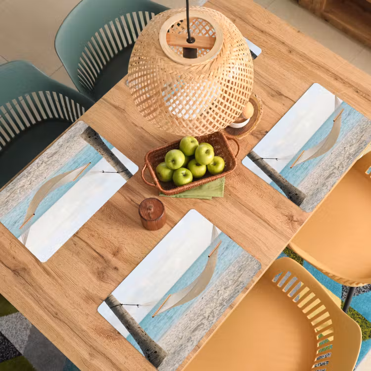 Hangmat - Strand - Wit Placemat vinyl groot -zzsfeer5_Kitchenyeah-website