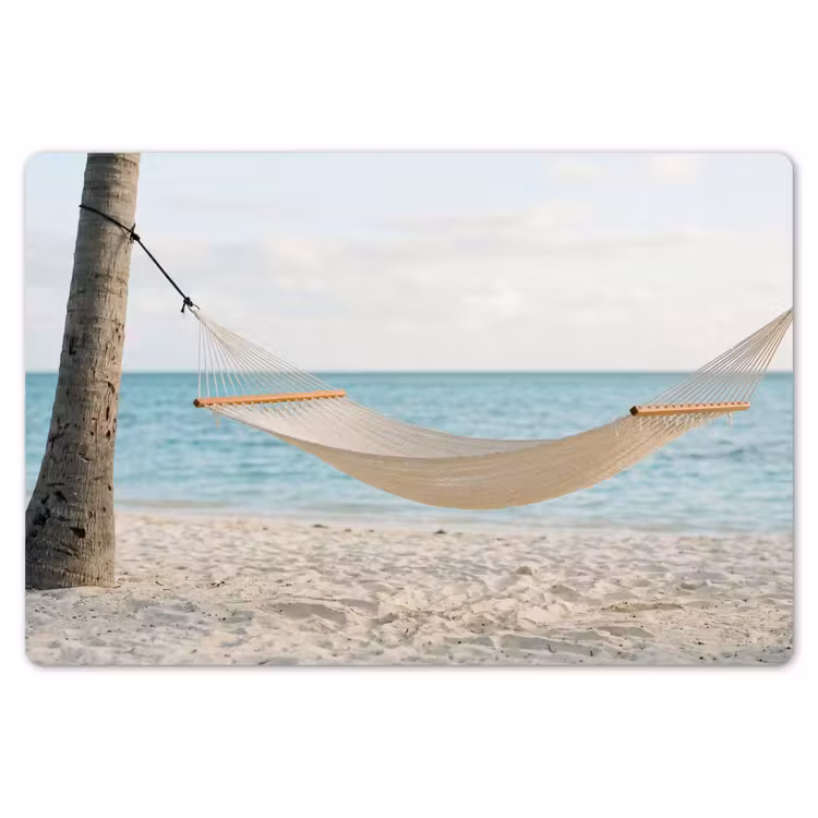 Hangmat - Strand - Wit Placemat vinyl groot -zzsfeer1_Kitchenyeah-website