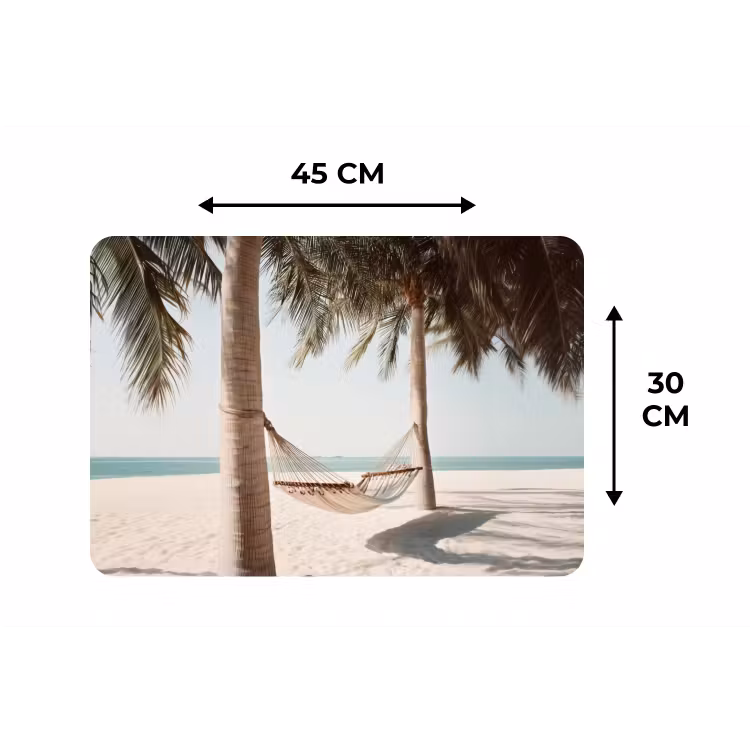 Hangmat - Palmbomen - Strand - Zee Placemat vinyl groot -specs