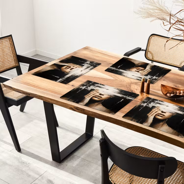 Hand - Gezicht - Strepen - Abstract Placemat vinyl groot -zzsfeer4_Kitchenyeah-website