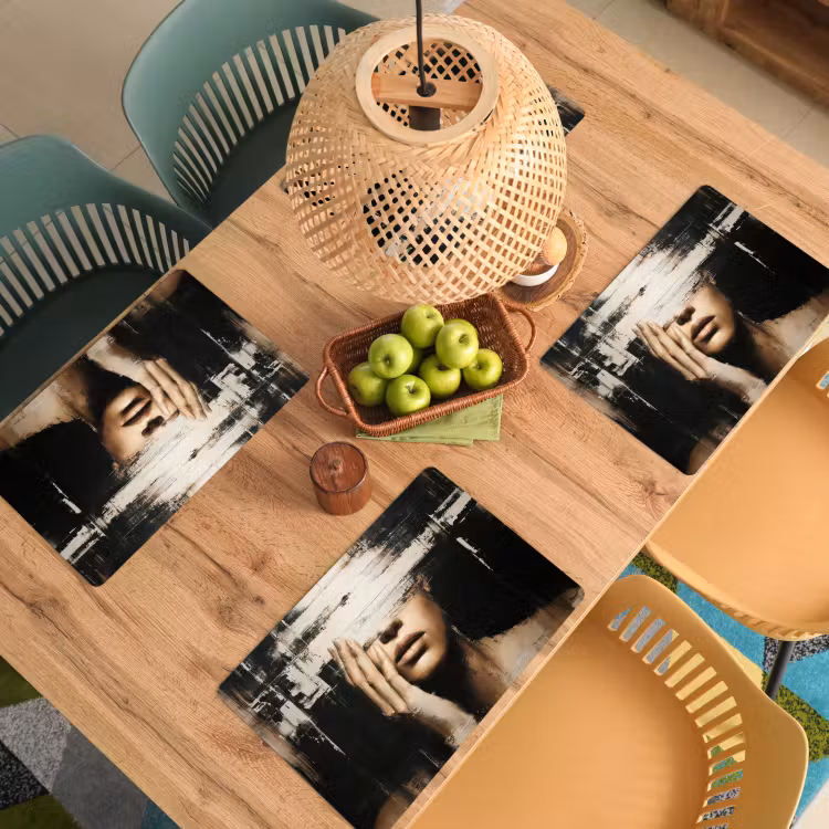 Hand - Gezicht - Strepen - Abstract Placemat vinyl groot -zzsfeer5_Kitchenyeah-website