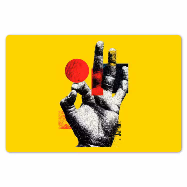 Hand - Rode cirkel - Geel Placemat vinyl groot -zzsfeer1_Kitchenyeah-website