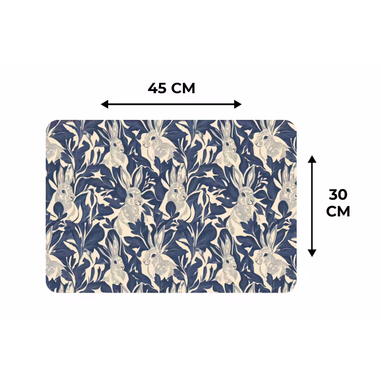 Hazen - Bladeren - Patroon - Blauw - Beige Placemat vinyl groot 368 -specs