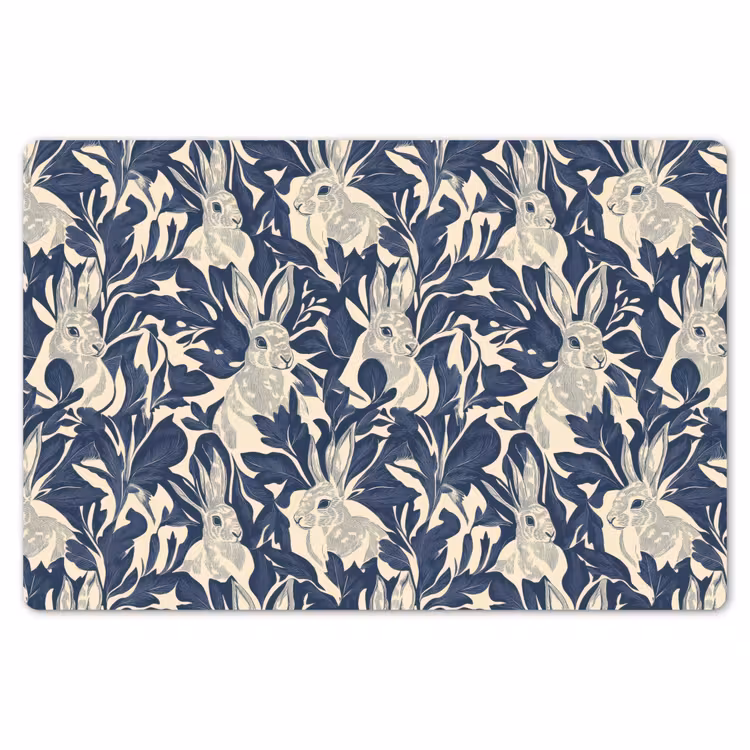 Hazen - Bladeren - Patroon - Blauw - Beige Placemat vinyl groot 368 -zzsfeer1_Kitchenyeah-website