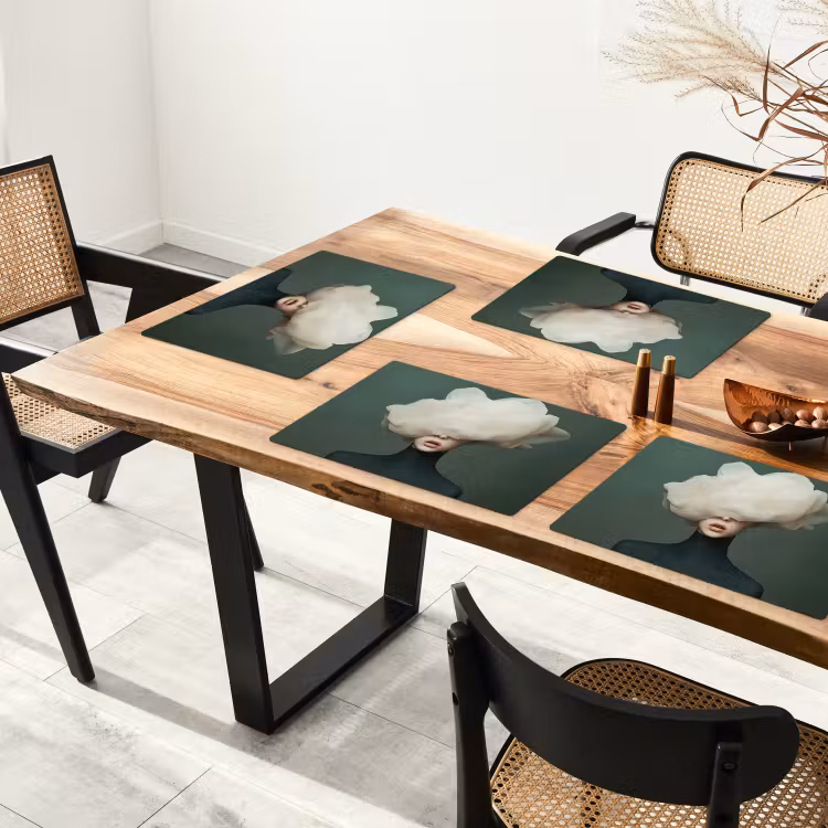 Hoed - Vrouw - Beige Placemat vinyl groot -zzsfeer4_Kitchenyeah-website