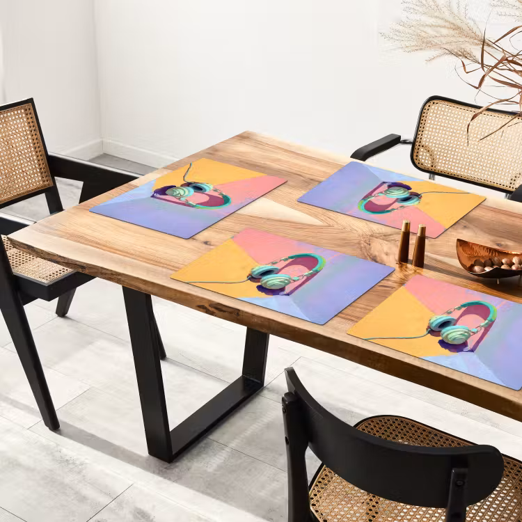 Koptelefoon - Mintgroen - Draad Placemat vinyl groot -zzsfeer4_Kitchenyeah-website