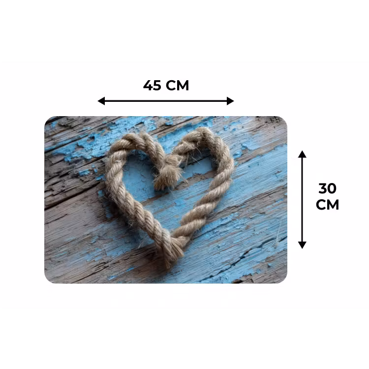 Hart - Touw - Hout - Rustiek Placemat vinyl groot -specs