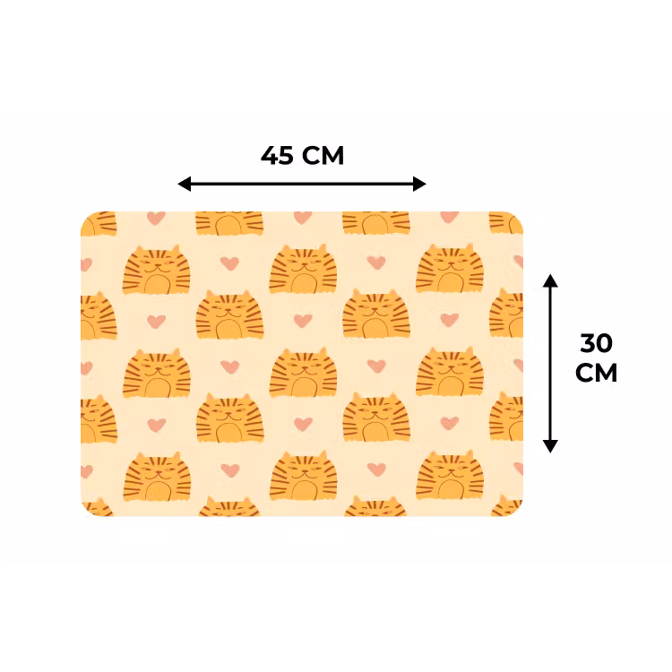 Hartjes - Katten - Strepen - Beige Placemat vinyl groot 368 -specs