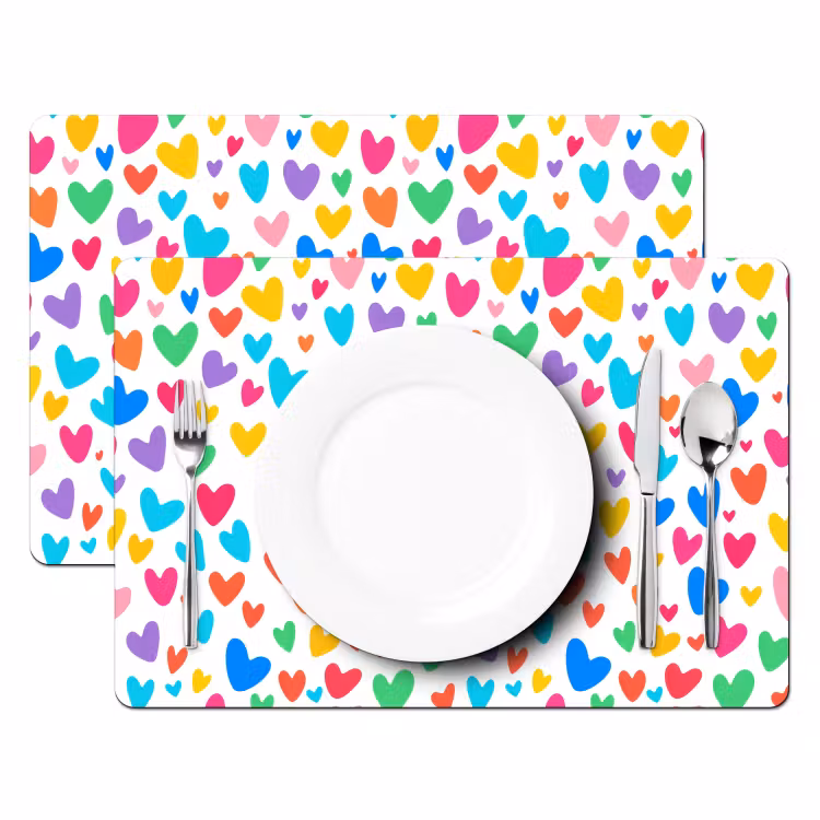 Hartjes - Kleurrijk - Patroon - Levendig Placemat vinyl groot -zzsfeer2_Kitchenyeah-website