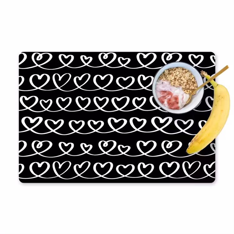 Harten - Verweven - Zwart - Wit Placemat vinyl groot 368 -zzzproduct_Kitchenyeah-website
