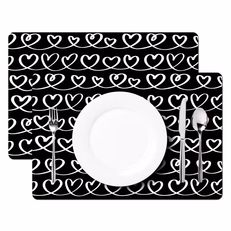 Harten - Verweven - Zwart - Wit Placemat vinyl groot 368 -zzsfeer2_Kitchenyeah-website